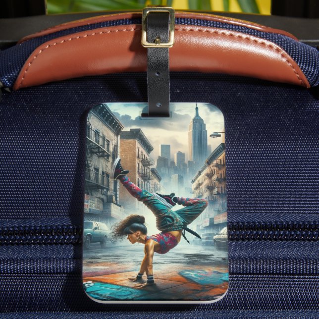 Breakdancer Women in action New York silhouette Bagagebricka (Framsida Insitu 2)