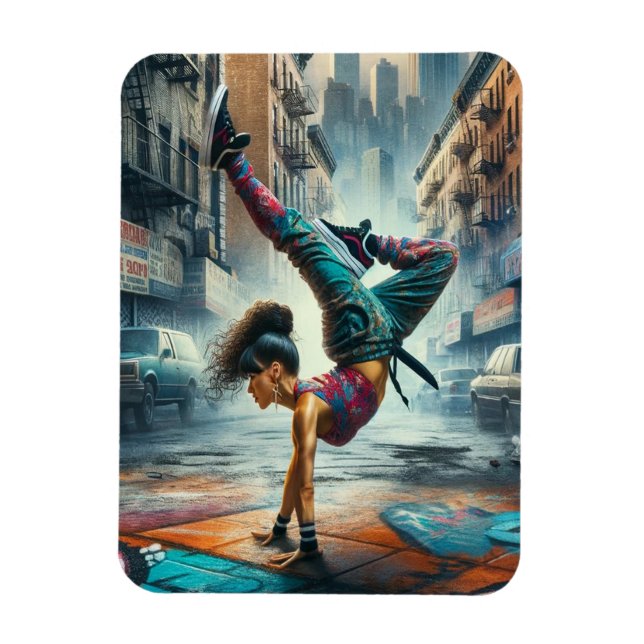 Breakdancer Women in action New York silhouette Magnet (Vertikal)
