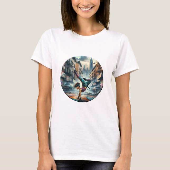 Breakdancer Women in action New York silhouette T Shirt (Framsida)