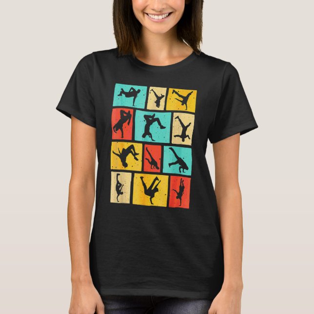 Breakdancing Vintage Hip Hop Cool Breakdansare T Shirt (Framsida)