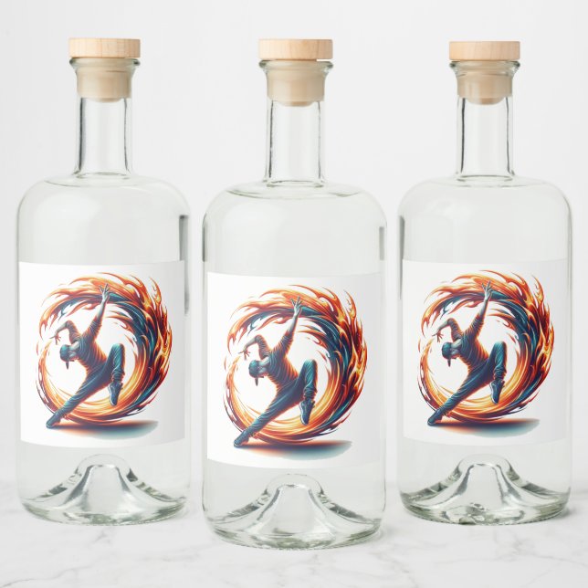 Breakdans Street Fire med stadsenergi Spritflaskor Etikett (Flaskor)