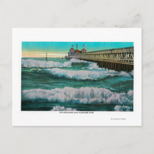 Breakers and Pleasure PierLong Beach, CA Vykort