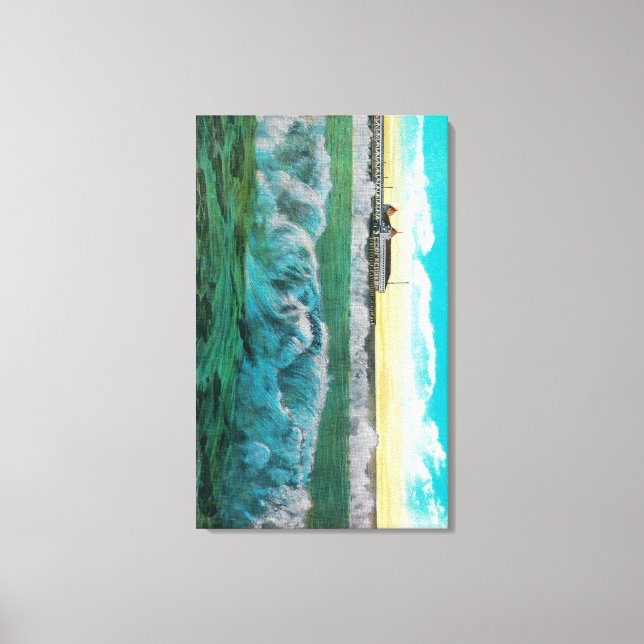 Breakers på Long Beach, Kalifornien Canvastryck (Framsida)