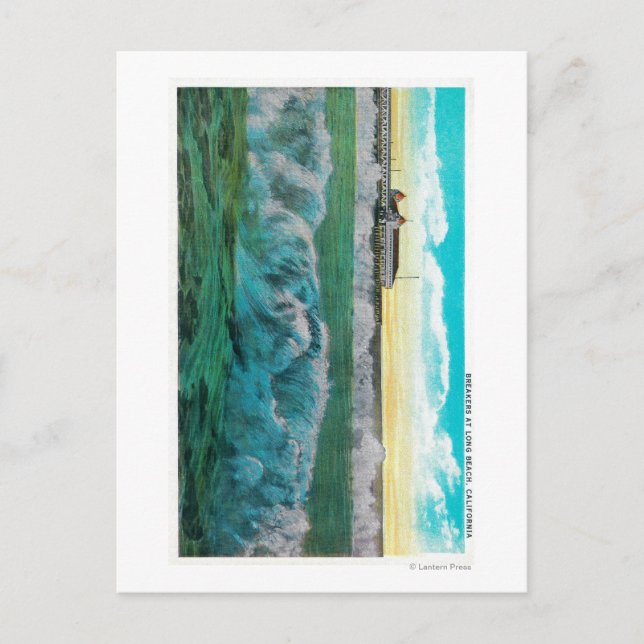 Breakers på Long Beach, Kalifornien Vykort (Framsida)