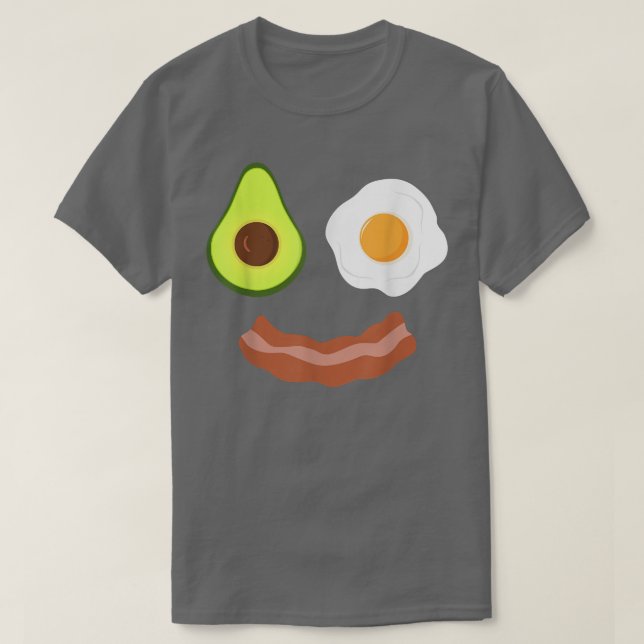 Breakfast Ansikte Avocado Fried Egg Bacon Flin T Shirt (Design framsida)