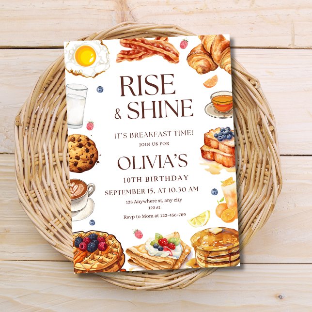 Breakfast Birthday Invitation Brunch Party Kids Inbjudningar (Skapare uppladdad)