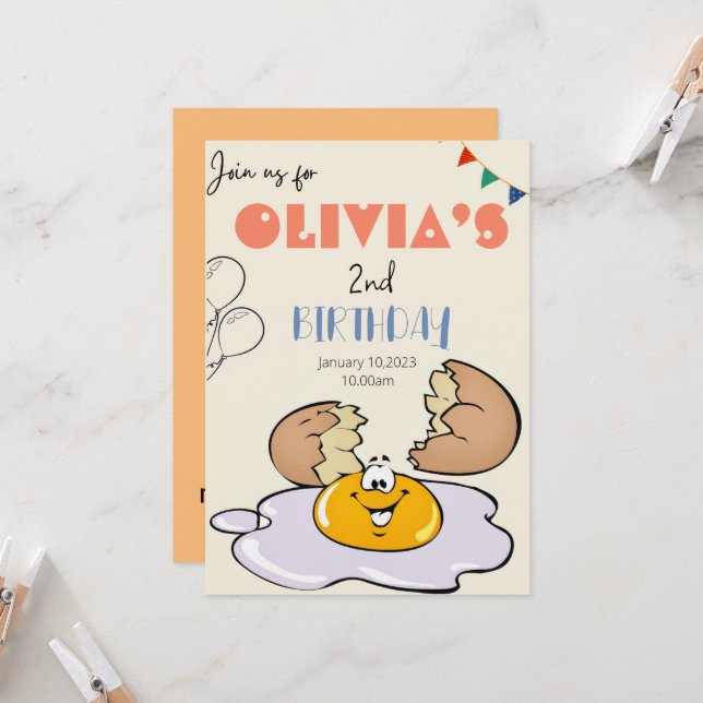 Breakfast brunch-barn 2 år party inbjudningar (Fram/Back In Situ)