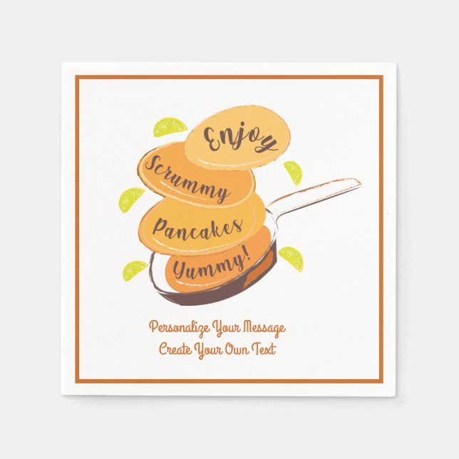 Breakfast Brunch Buffet Pancakes Personalize Pappersservett (Framsidan)