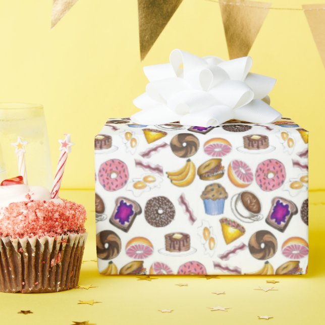 Breakfast Brunch Food Bagel Donut Toast Eggs Bacon Presentpapper (Födelsedagsfest)