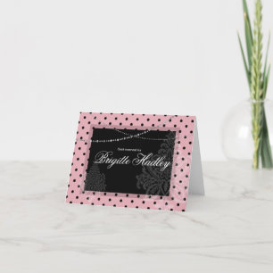 Breakfast & Brunch Rosa och svart polka dots Helgkort