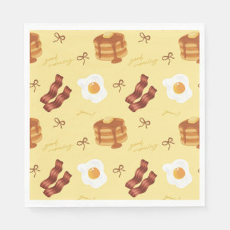 Breakfast Brunch Theme Bacon Eggs Pancakes Pattern Pappersservett