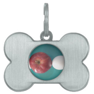 Breakfast Buddies: Två ägg $an Apple still Life ID-bricka Husdjur