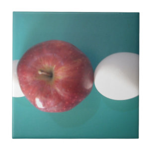 Breakfast Buddies: Två ägg $an Apple still Life Kakelplatta