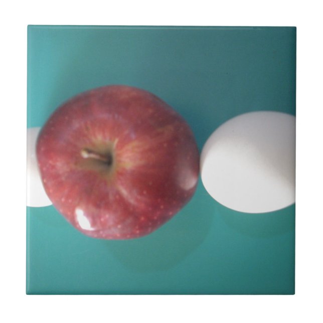 Breakfast Buddies: Två ägg $an Apple still Life Kakelplatta (Framsidan)