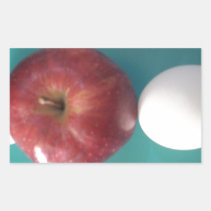 Breakfast Buddies: Två ägg $an Apple still Life Rektangulärt Klistermärke