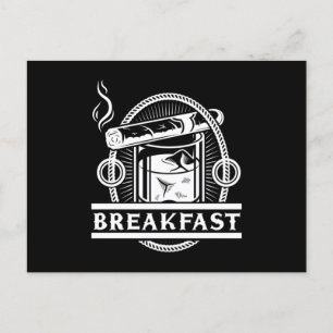 Breakfast Cigar Whiskey Smoke Humidor Cigars Älska Vykort