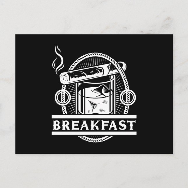 Breakfast Cigar Whiskey Smoke Humidor Cigars Älska Vykort (Framsida)