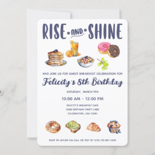 Breakfast- eller Brunch Birthday Girl Party-inbjud Inbjudningar