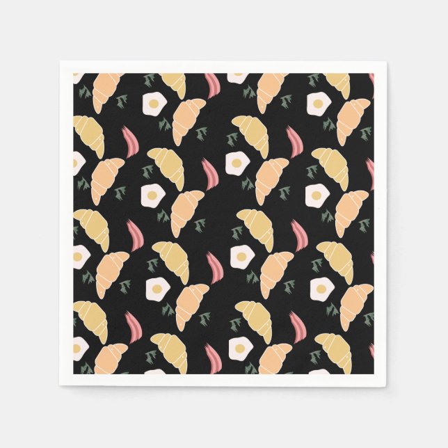 Breakfast Ham och Cilantro Eggs på en kroissant Pappersservett (Framsidan)