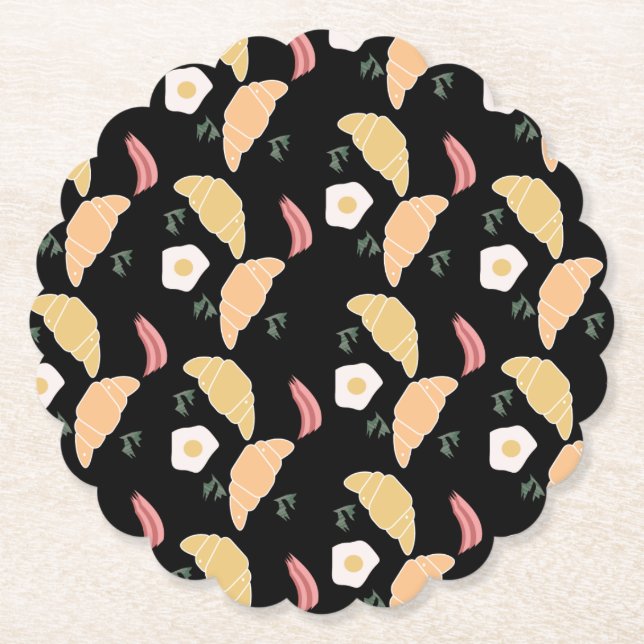 Breakfast Ham och Cilantro Eggs på en kroissant Underlägg Papper (Framsida)