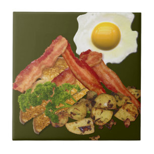 Breakfast liggande Bacon Eggs Kakelplatta
