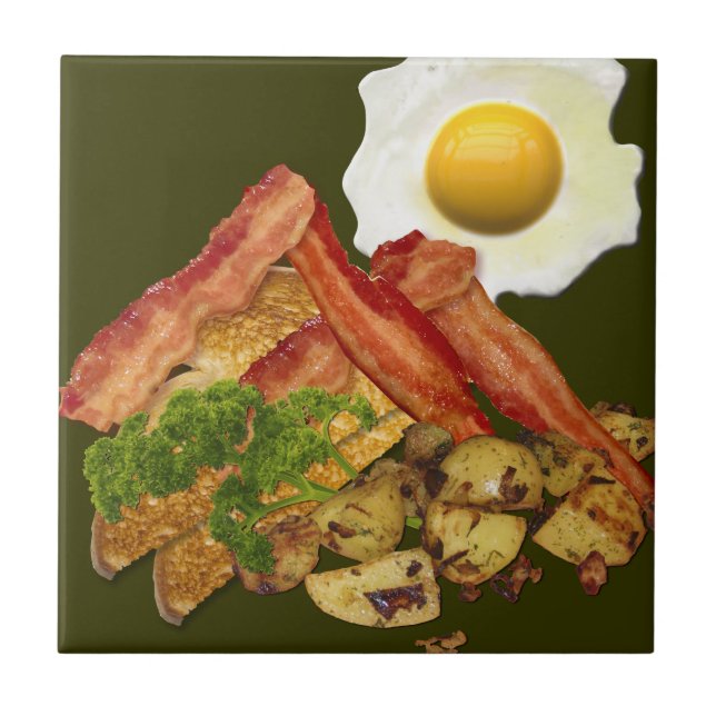 Breakfast liggande Bacon Eggs Kakelplatta (Framsidan)