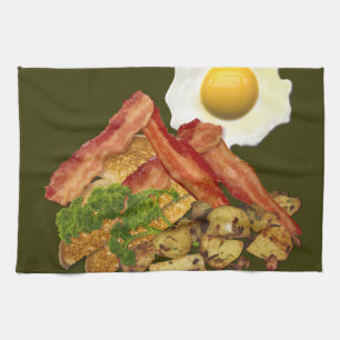 Breakfast liggande Bacon Eggs Kökshandduk