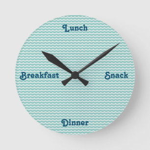 Breakfast Lunch Dinner Ord Clock Rund Klocka
