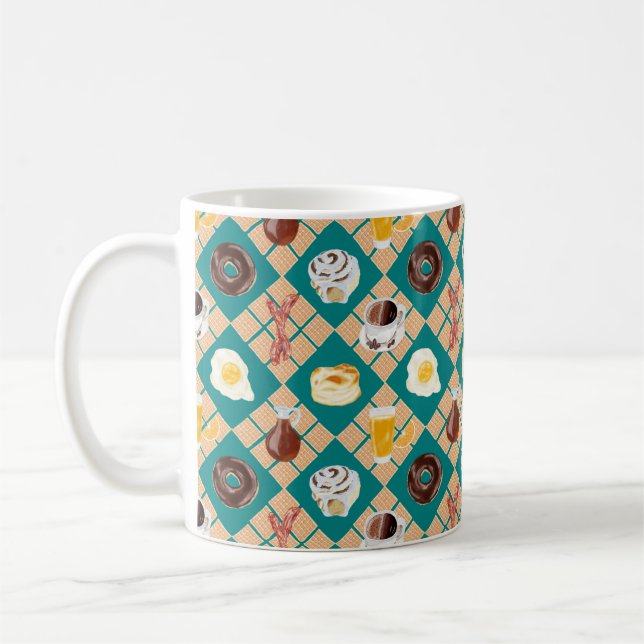 Breakfast Mat Waffle Diamond Pset Coffee Mugg (Vänster)