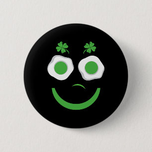 Breakfast Patricks Day Roliga Ägg Smil Grön Knapp