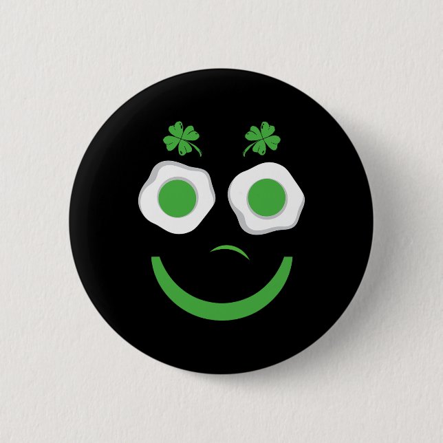 Breakfast Patricks Day Roliga Ägg Smil Grön  Knapp (Framsida)
