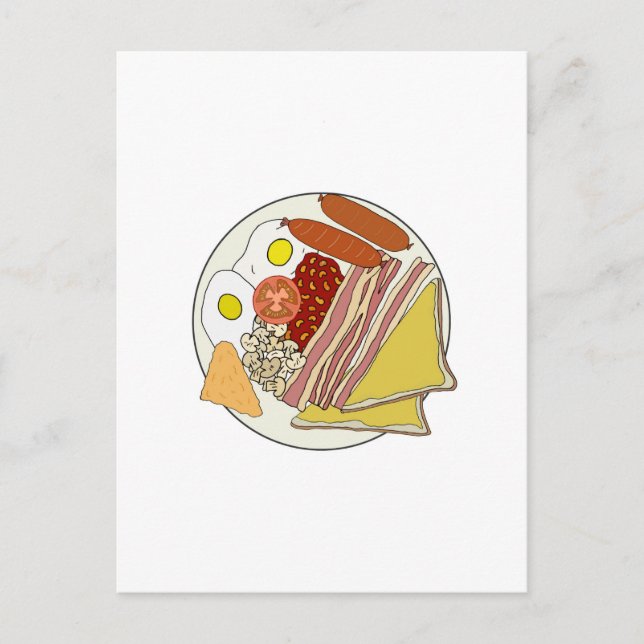 Breakfast Plattor, torkad engelska Vykort (Framsida)