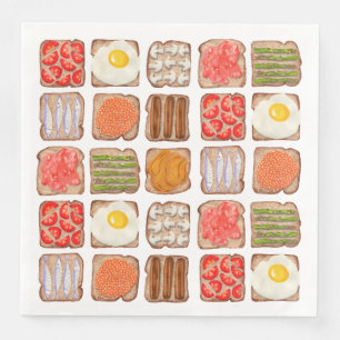 Breakfast Toast Mönster Pappra Napkins Pappersservett