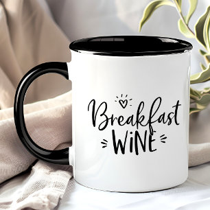 Breakfast Vin Funny Black Trendig Citat Mugg