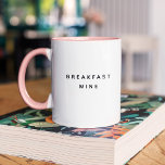 Breakfast Vin Funny Cute Trendig Citat Två-Tonad Mugg<br><div class="desc">Om det bara finns en sak vi kärlek mer än kaffe,  så är det vin. Trendig,  sött,  roligt kaffe mugg som säger "Frufast vin" i modern typografi på det tvåtonade kaffet mugg. Lovande av rosa insida men tillgängligt i många fler färg</div>