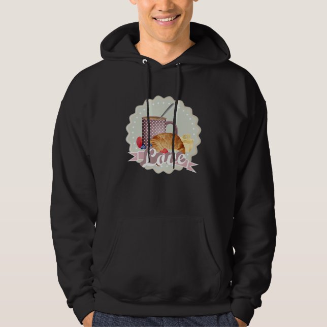 Breakfast with love croissant coffee and berries hoodie (Framsida)