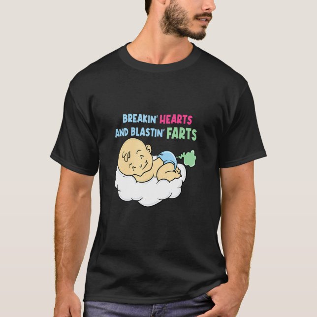 Breakin Hearts Blastin Farts Baby Pappa Childborn T Shirt (Framsida)