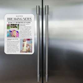 Breaking News Front Page Tidning 1:a födelsedag Magnet