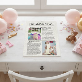 Breaking News Front Page Tidning 1:a födelsedag Poster