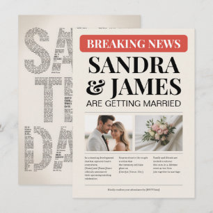 Breaking News Kreativ Bröllopskort Spara Datum-kor Inbjudningar