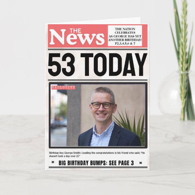Breaking News Personlig Namn Photo Birthday Kort (Framsida)