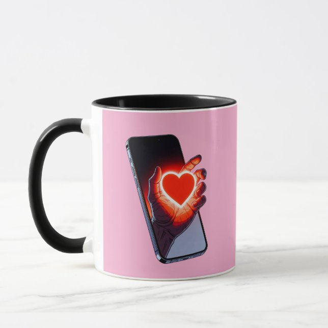 Breaking Screen Heart Optical Illusion Mug Design Mugg (Vänster)
