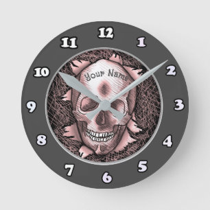 Breakout Red Skull-klocka Rund Klocka