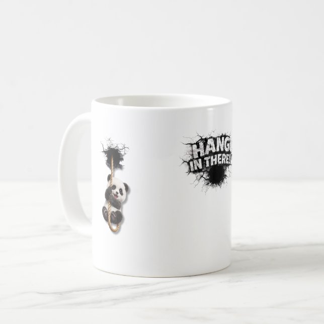 Breakthrough Panda – Cute 3D Wall Illusion Art Kaffemugg (Framsida vänster)