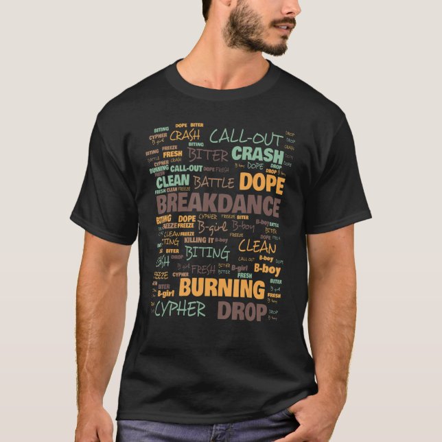 Breaktionsterminologi, vanligen använda termer t shirt (Framsida)