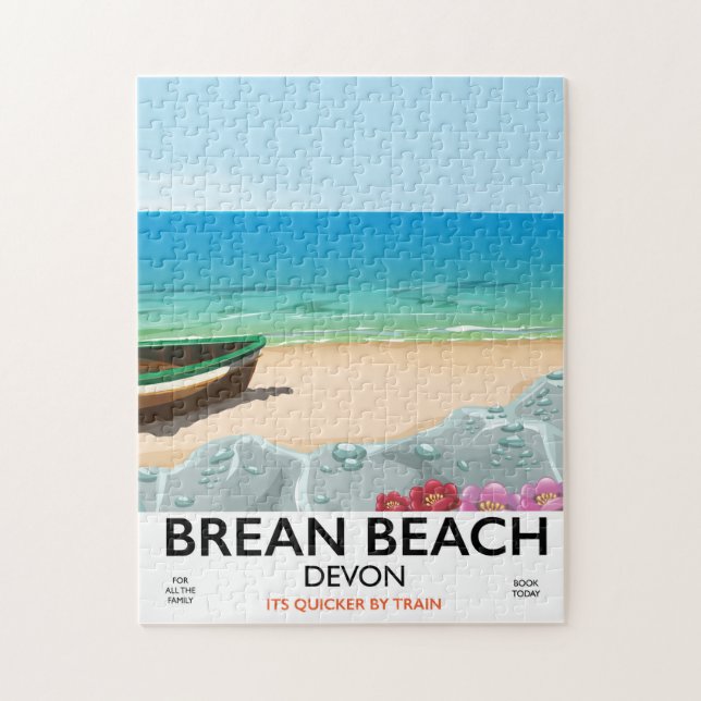 Brean Beach Devon vintage resemaffisch Pussel (Vertikal)