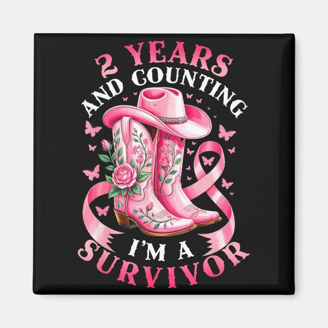 Breast Cancer 2 Years Survivor Nk Ribbon Cowgirl G Magnet (Framsidan)