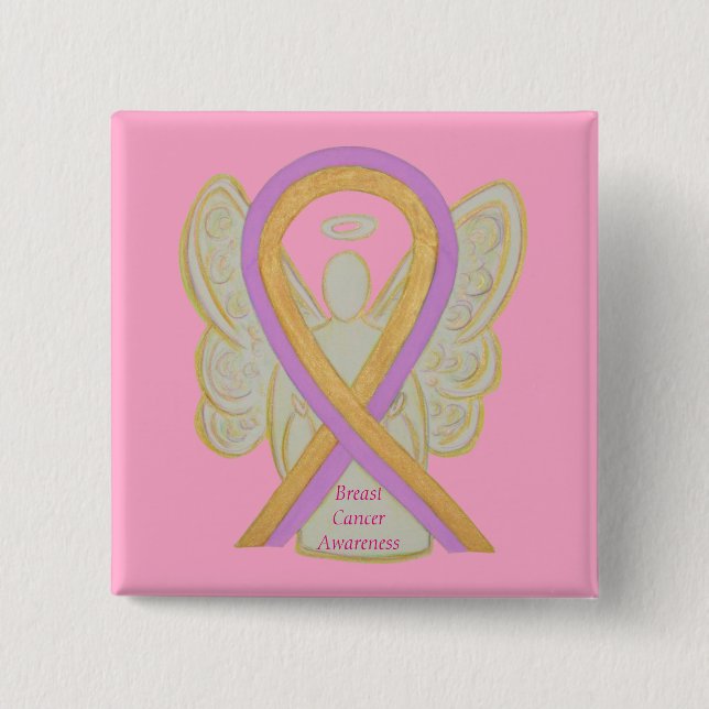 Breast Cancer Angel Shock rosa Awareness Ribbon St Knapp (Framsida)