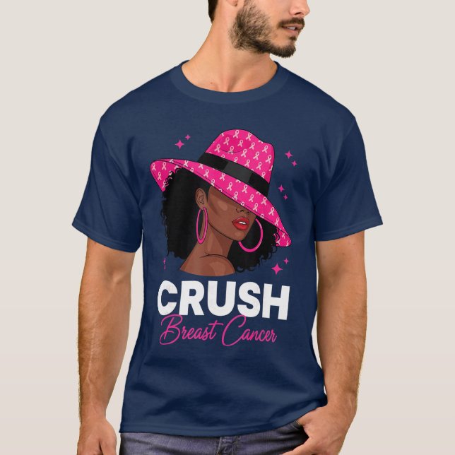 Breast Cancer Awareness African American Afro Wome T Shirt (Framsida)