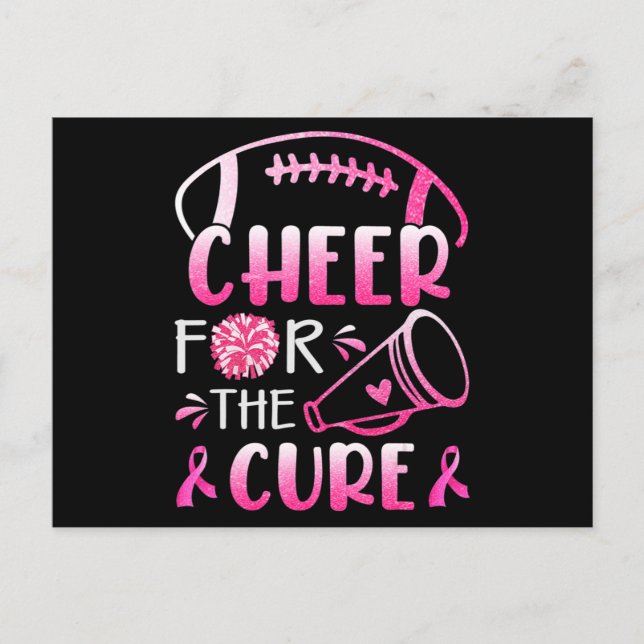 Breast Cancer Awareness Cheer For The Cure T-Shirt Vykort (Framsida)